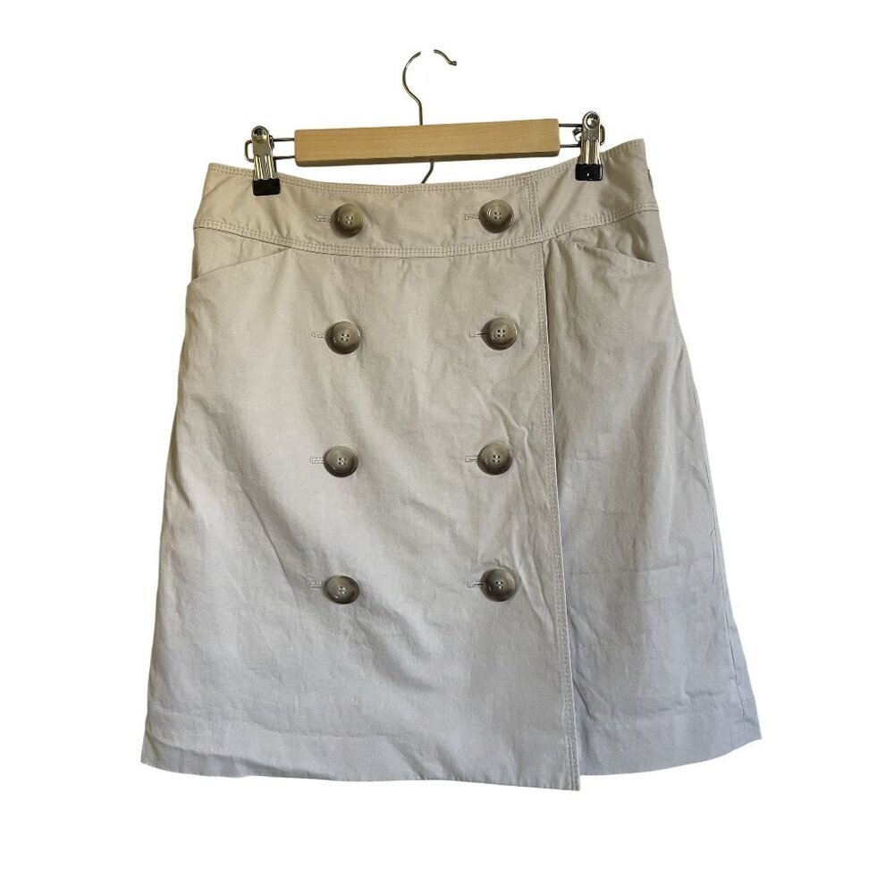 Ann Taylor Cream A-Line Skirt with Button Front